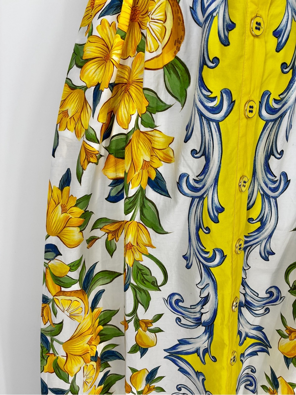 Farm Rio Yellow Mediterranean Sicily Scarf Lemon Tile Dress Medium - Picture 5 of 16